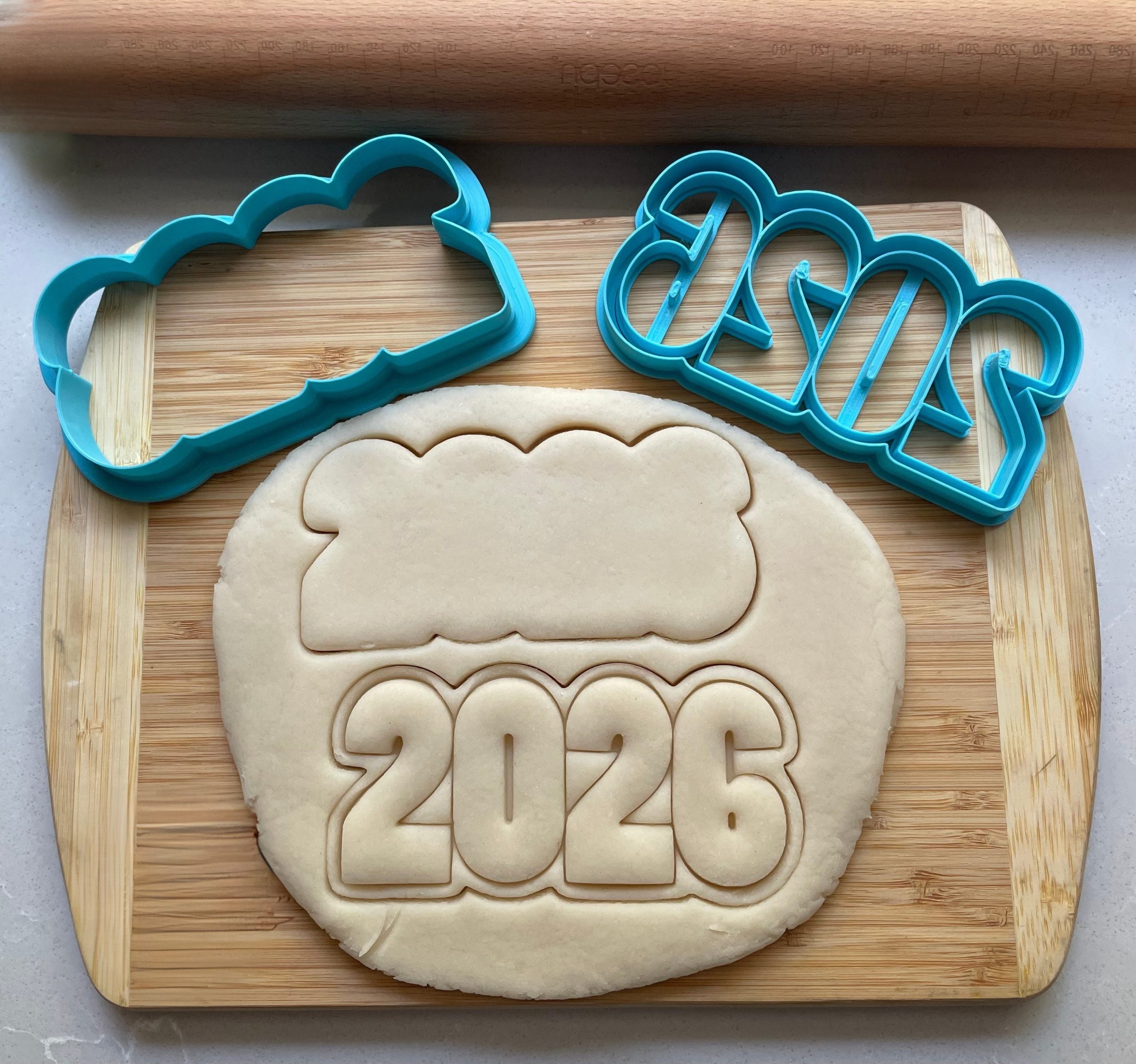 Set of 2 2026 Cookie Cutters Fun/Dishwasher Safe