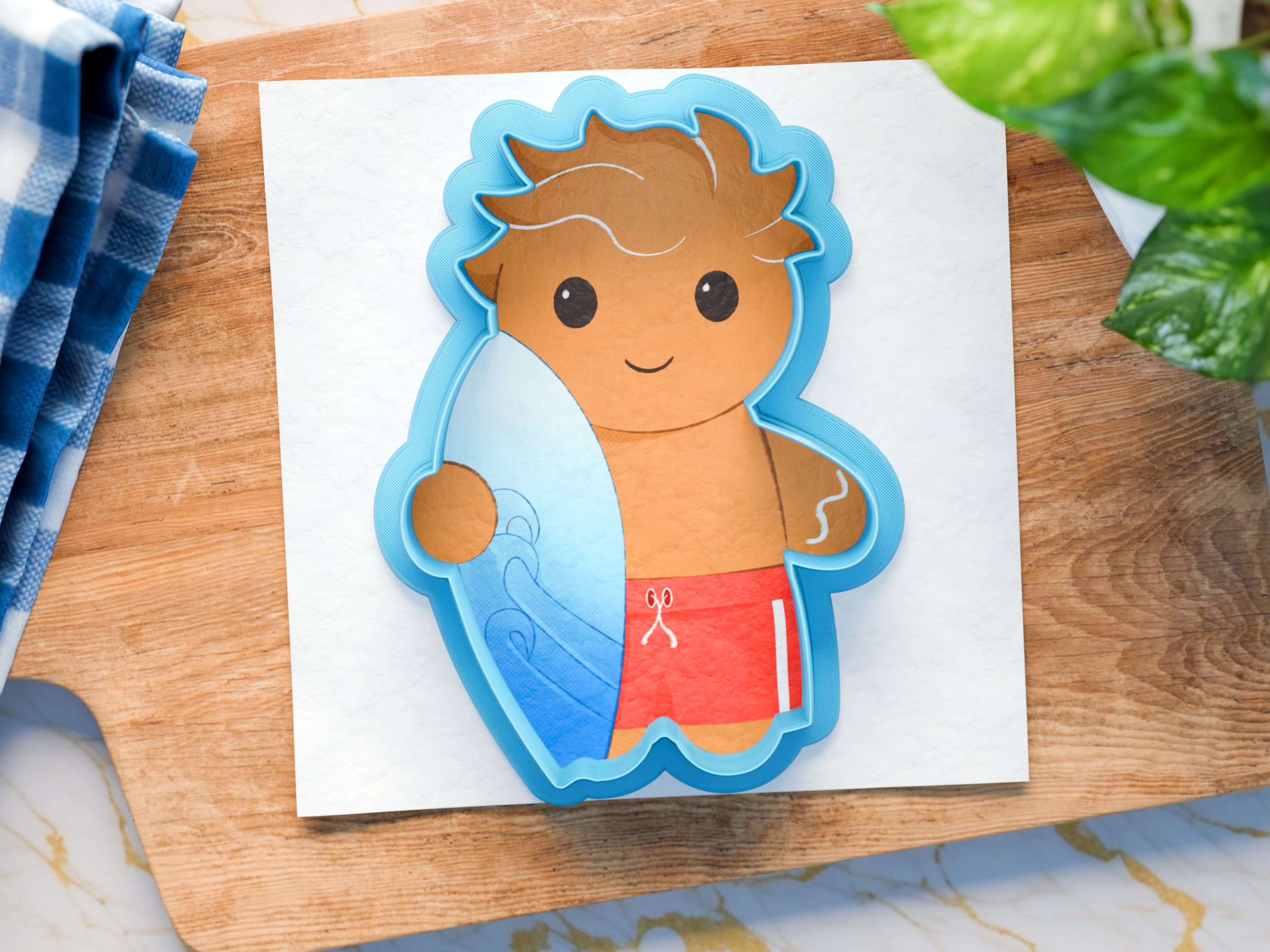 Gingerbread Surfer Cookie Cutter/Dishwasher Safe/Christmas in July