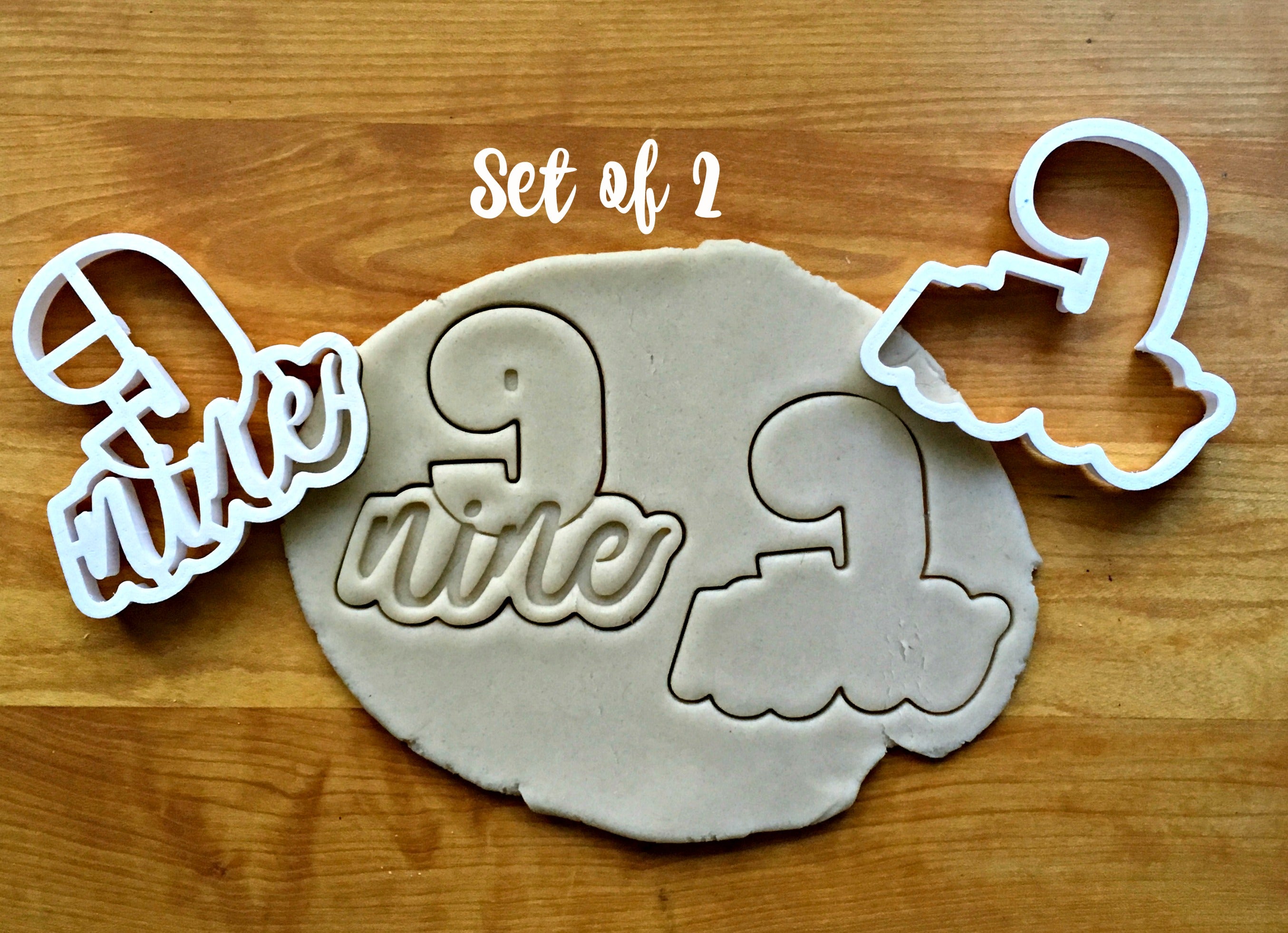 Set of 2 Lettered Number 9 Cookie Cutters/Dishwasher Safe