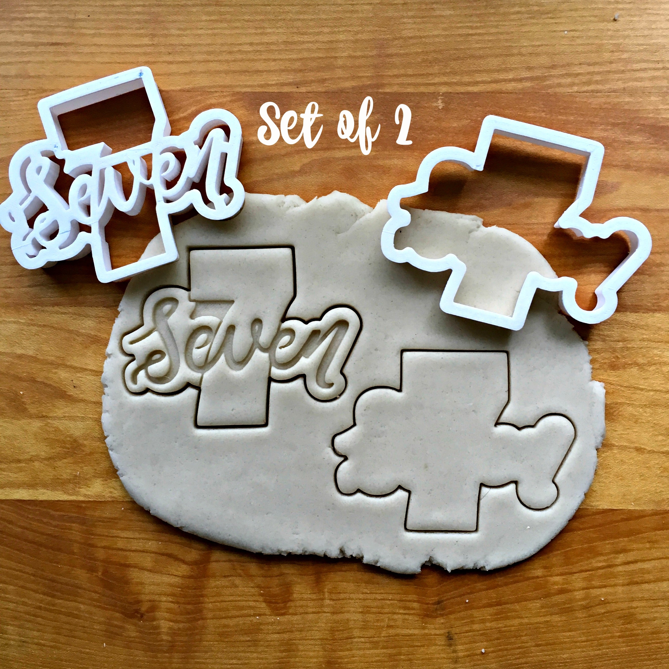 Set of 2 Lettered Number 7 Cookie Cutters/Dishwasher Safe
