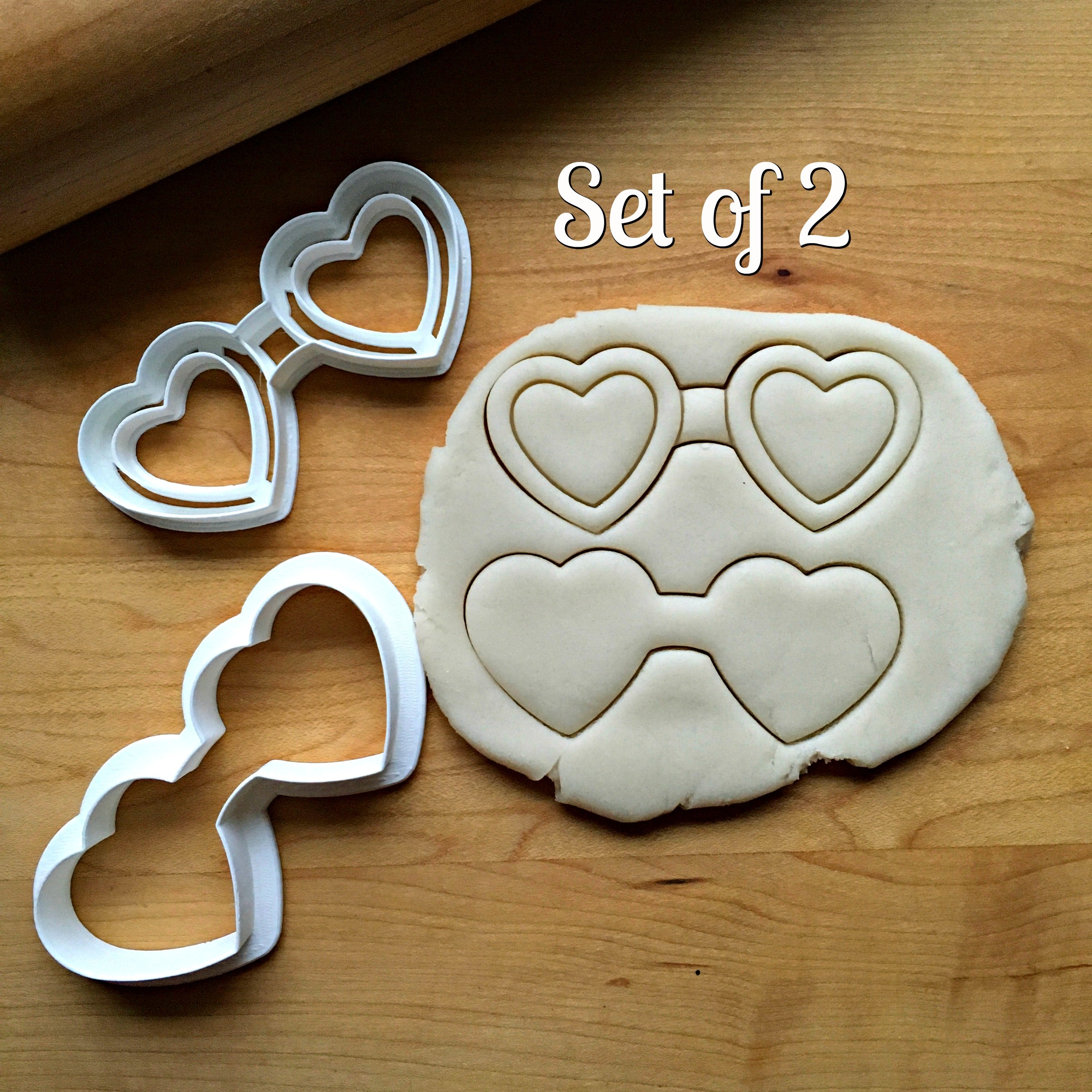 Set of 2 Heart Shaped Glasses Cookie Cutters/Dishwasher Safe