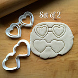 Set of 2 Heart Shaped Glasses Cookie Cutters/Dishwasher Safe