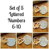 Set of 5 Lettered Number Cutters 6-10/Dishwasher Safe