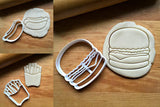 Hamburger, Hotdog, French Fries Set of 3 Cookie Cutter/Dishwasher Safe