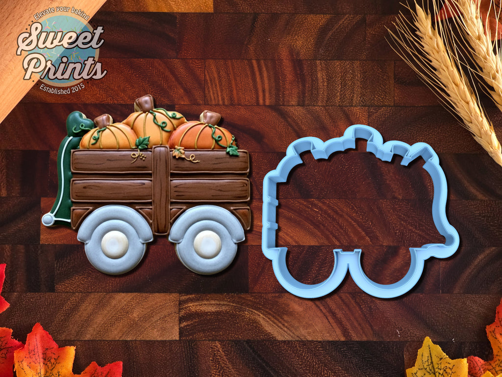 Pumpkin Wagon Cookie Cutter with Heart Handle, PLA