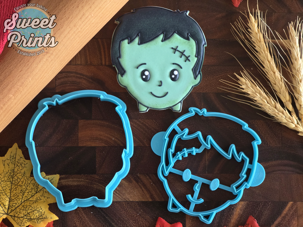 Cute Frankenstein Cookie Cutter with Press/Dishwasher Safe
