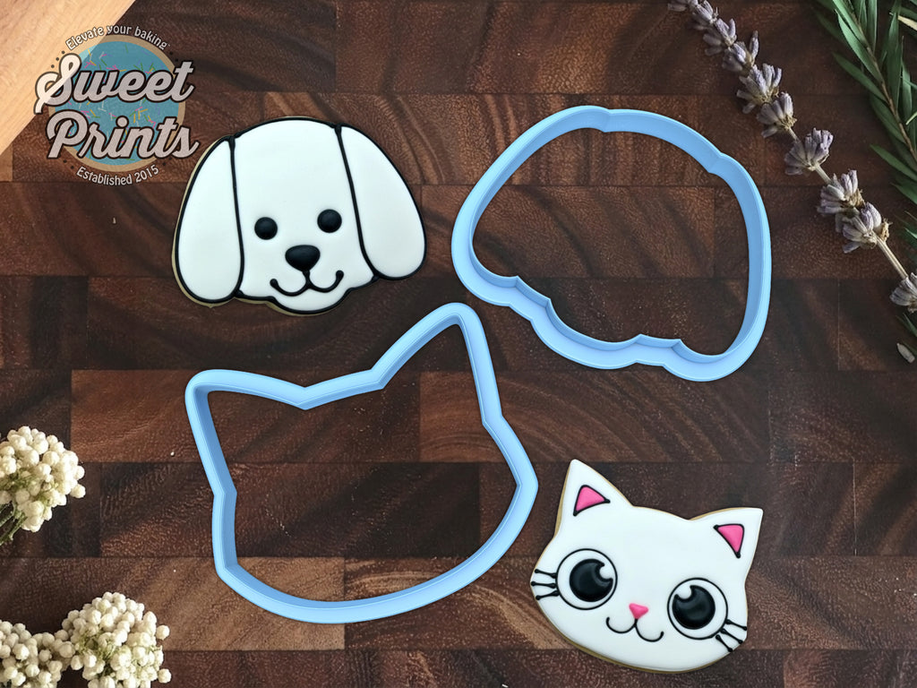 Set of 2 Cat and Dog Face Cookie Cutters/Dishwasher Safe