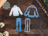 Set of 2 Skinny Jeans and Sweater Cookie Cutters, Dishwasher Safe
