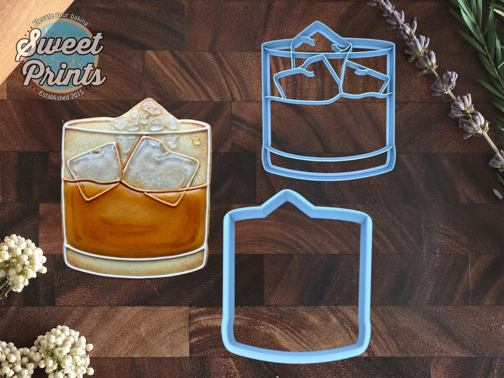 Set of 2 Whiskey Tumbler Glass Cookie Cutters/Dishwasher Safe