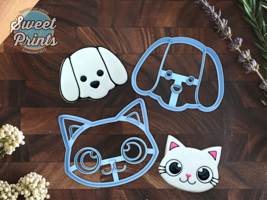 Set of 2 Cat and Dog Face Cookie Cutters/Dishwasher Safe