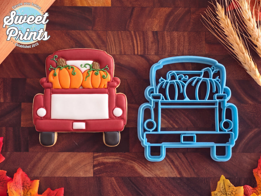 Pumpkin Pickup Truck with Tailgate Cookie Cutter/Dishwasher Safe