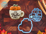 Set of 2 It's Fall Y'all Pumpkin Mug Cookie Cutters/Dishwasher Safe
