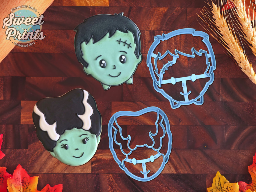 Set of 2 Cute Bride and Frankenstein Cookie Cutters/Dishwasher Safe