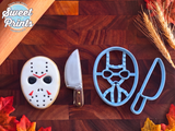 Set of 2 Hockey Mask and Knife Cookie Cutters/Dishwasher Safe
