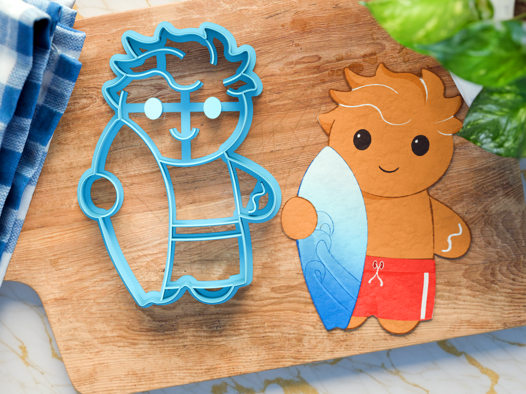 Gingerbread Surfer Cookie Cutter/Dishwasher Safe/Christmas in July