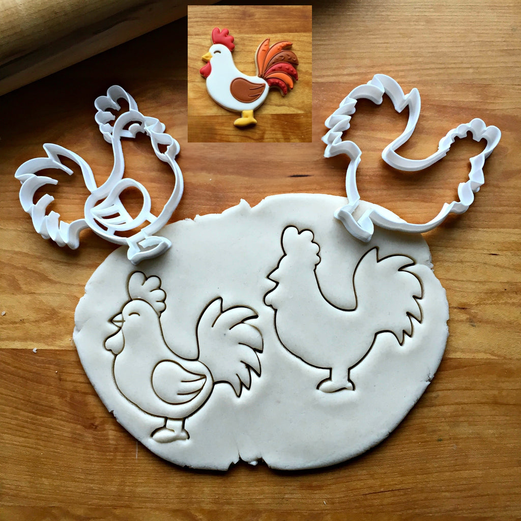 Set of 2 Rooster Cookie Cutters/Dishwasher Safe