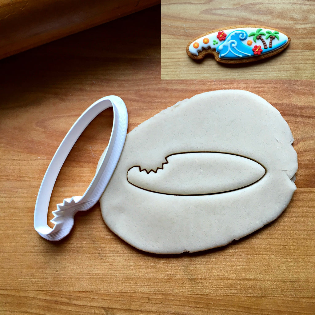 Surf Board with Bite Cookie Cutter/Dishwasher Safe