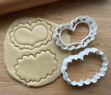 Set of 2 Short Lacey Heart Cookie Cutters/Dishwasher Safe