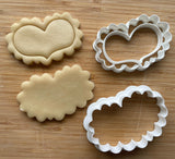 Set of 2 Short Lacey Heart Cookie Cutters/Dishwasher Safe