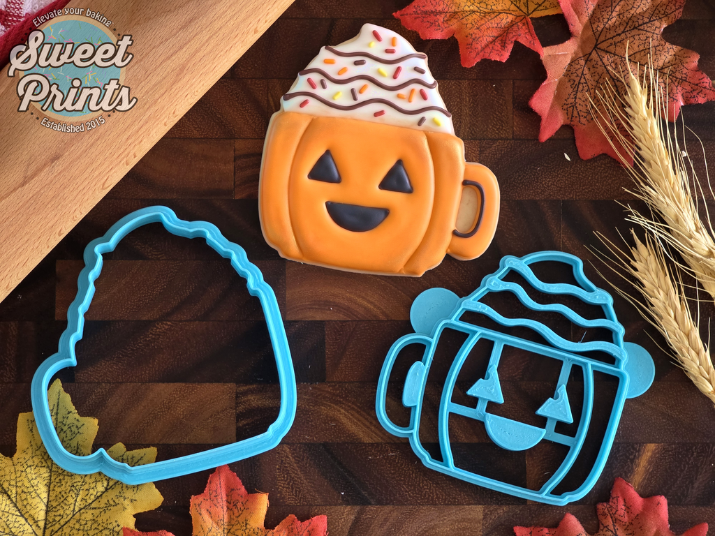 ack-O-Lantern Pumpkin Latte Mug Cookie Cutter & Press/Dishwasher Safe