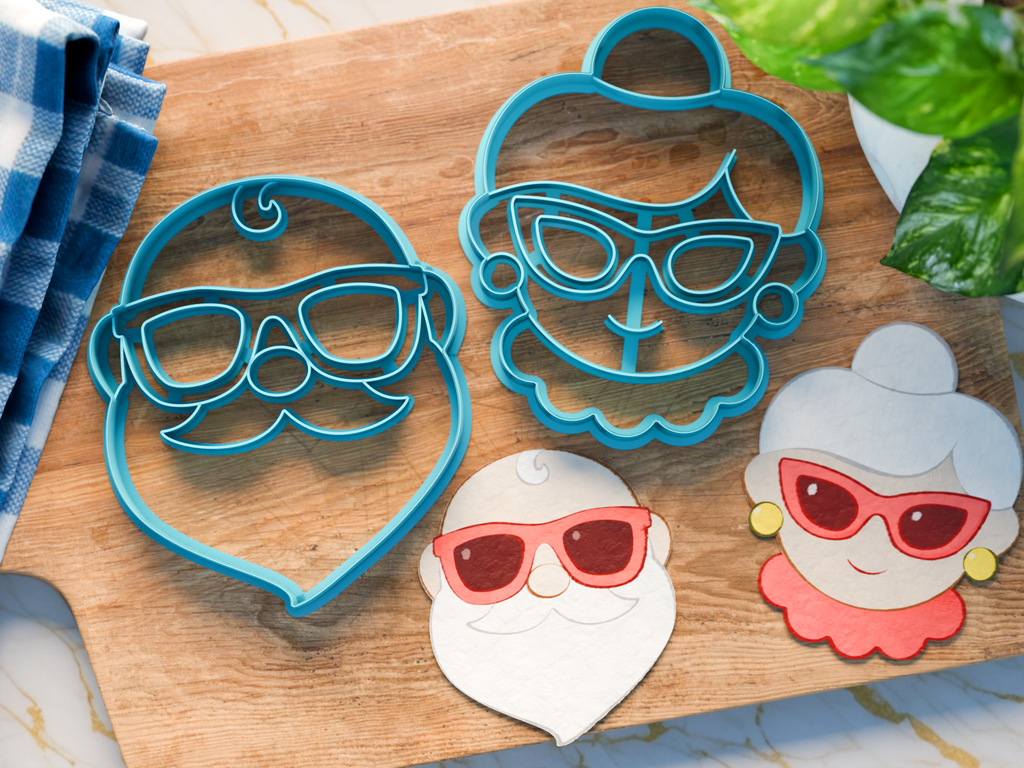 Beach Santa and Mrs Claus Cookie Cutter/Dishwasher Safe/Christmas in July