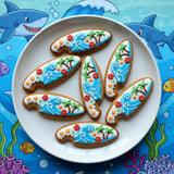 Surf Board with Bite Cookie Cutter/Dishwasher Safe