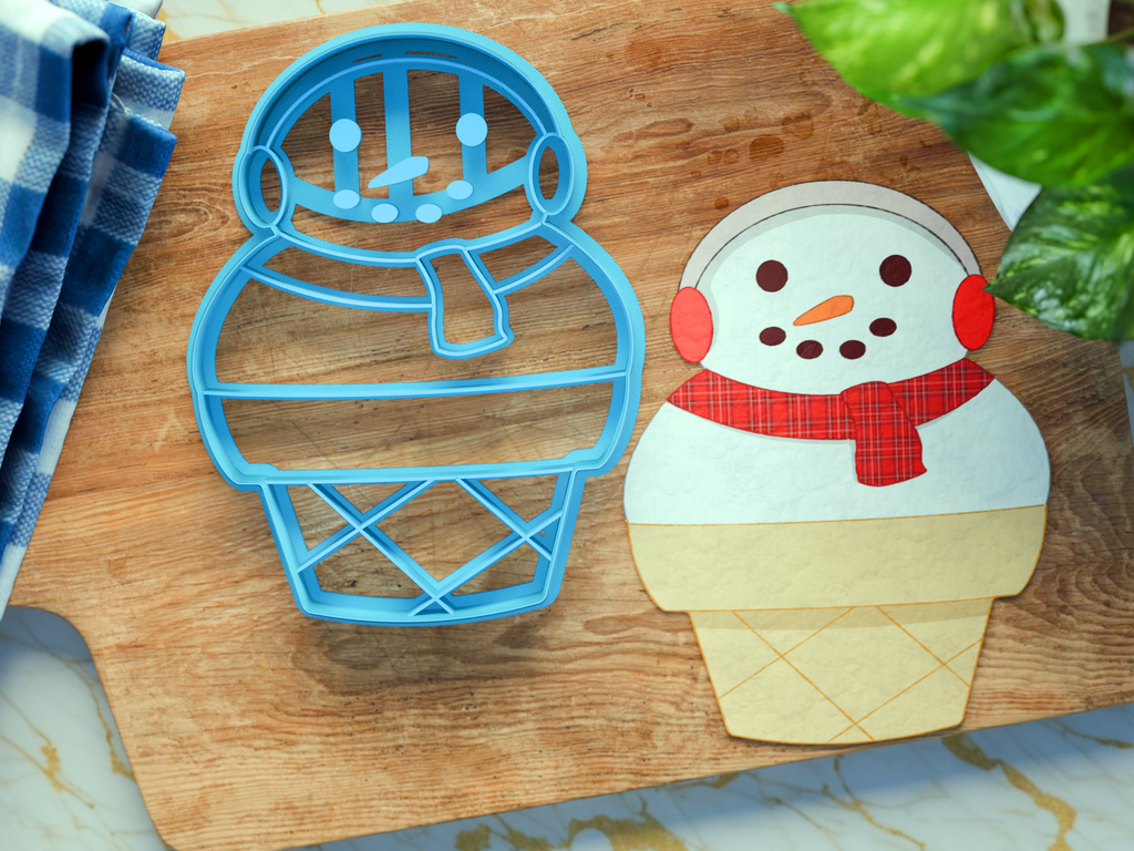 Snowman Ice Cream Cone Cookie Cutter/Dishwasher Safe/Christmas in July
