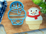 Snowman Ice Cream Cone Cookie Cutter/Dishwasher Safe/Christmas in July