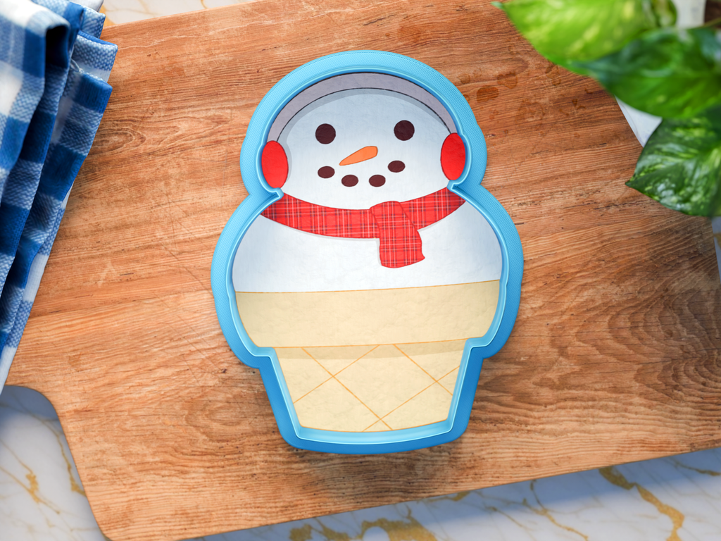 Snowman Ice Cream Cone Cookie Cutter/Dishwasher Safe/Christmas in July