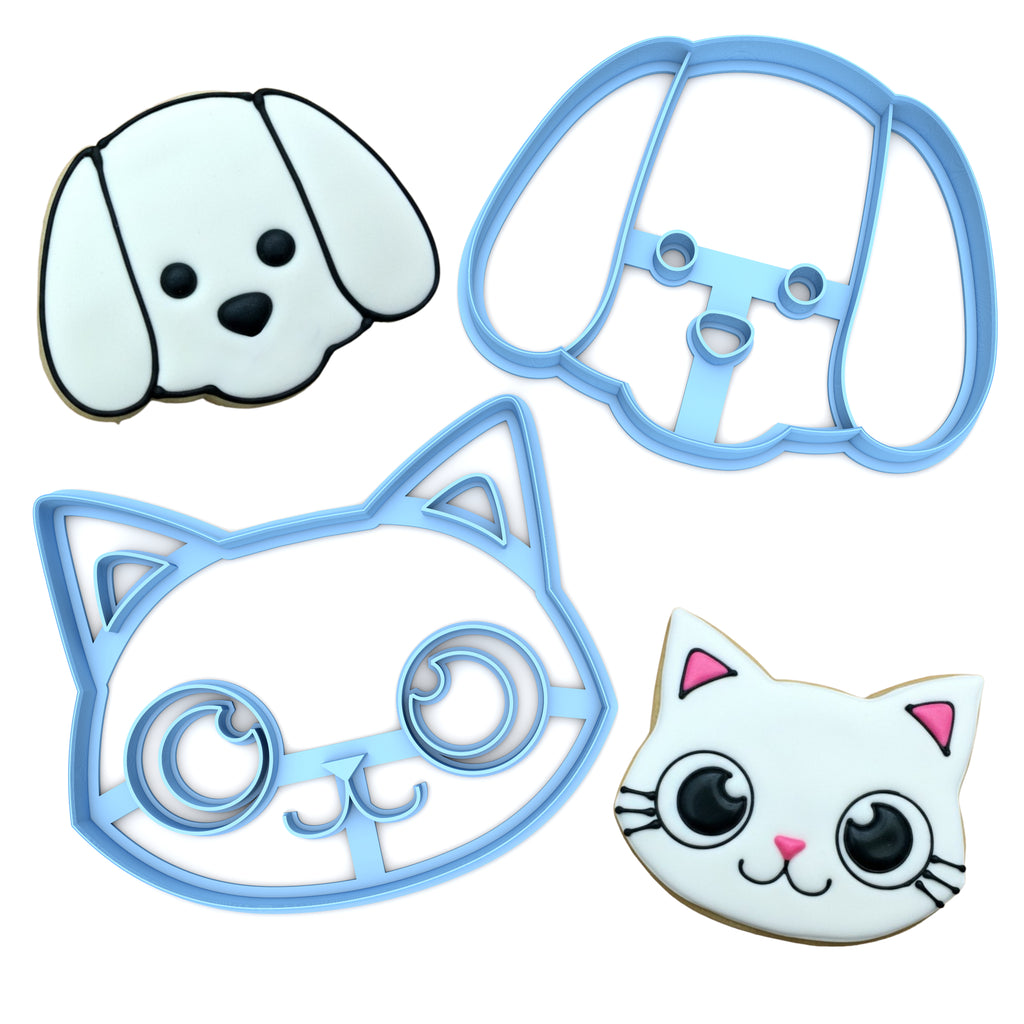 Set of 2 Cat and Dog Face Cookie Cutters/Dishwasher Safe