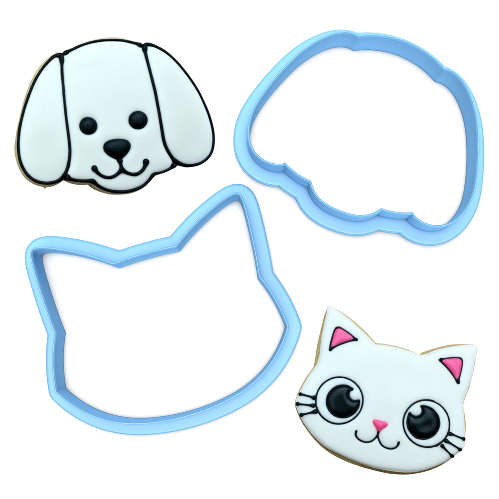 Set of 2 Cat and Dog Face Cookie Cutters/Dishwasher Safe