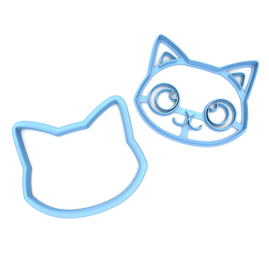 Set of 2 Cat Face Cookie Cutters/Dishwasher Safe