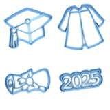 Set of 4 Graduation Cookie Cutters/Dishwasher Safe