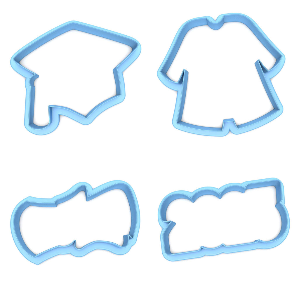 Set of 4 Graduation Cookie Cutters Fun/Dishwasher Safe