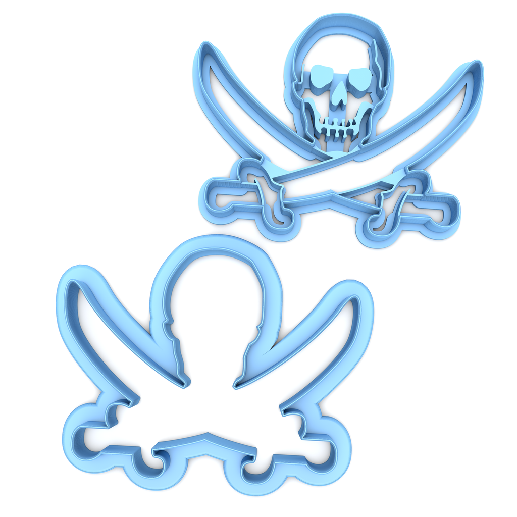 Set of 2 Jolly Roger Cookie Cutters/Dishwasher Safe