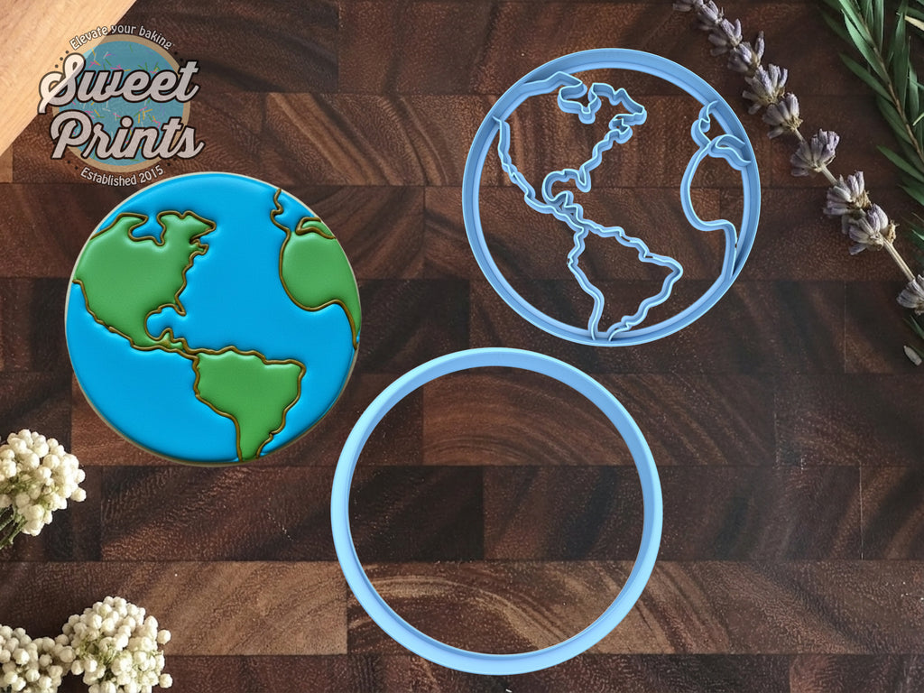 Set of 2 Earth/World Cookie Cutters/Dishwasher Safe
