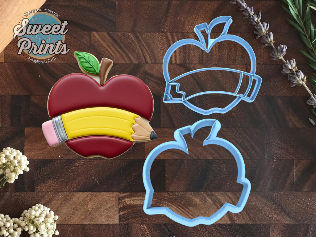 Set of 2 Apple Banner Cookie Cutters/Dishwasher Safe