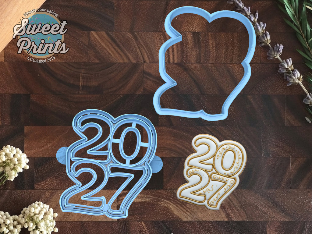 2027 Stacked Cookie Cutter & Stamp/Dishwasher Safe
