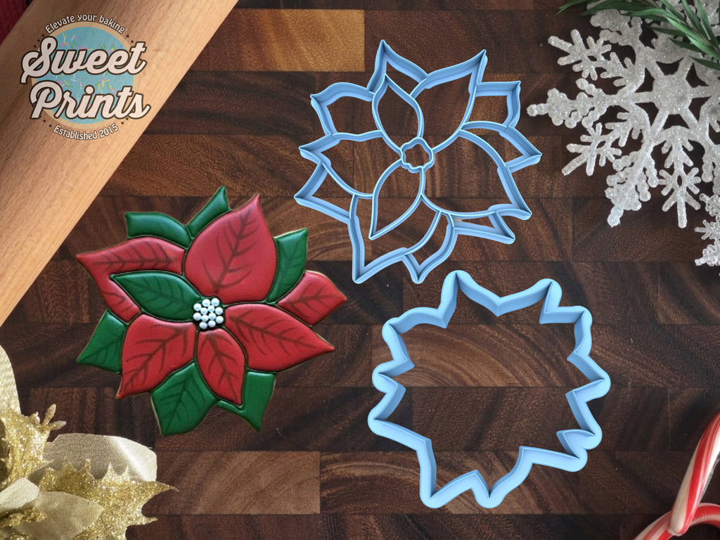 Set of 2 Christmas Poinsettia Cookie Cutters/Dishwasher Safe