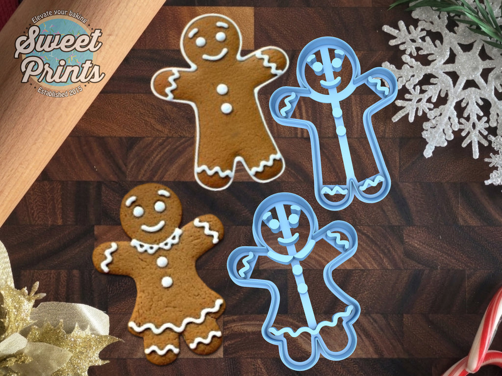 Set of 2 Gingerbread Boy and Girl Cookie Cutters/Dishwasher Safe