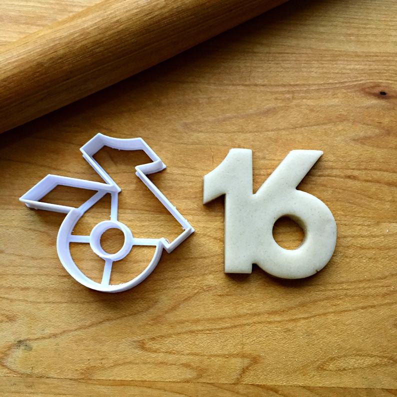 Number 16 Cookie Cutter/Creates a Cut-Out of the Center/Dishwasher Safe