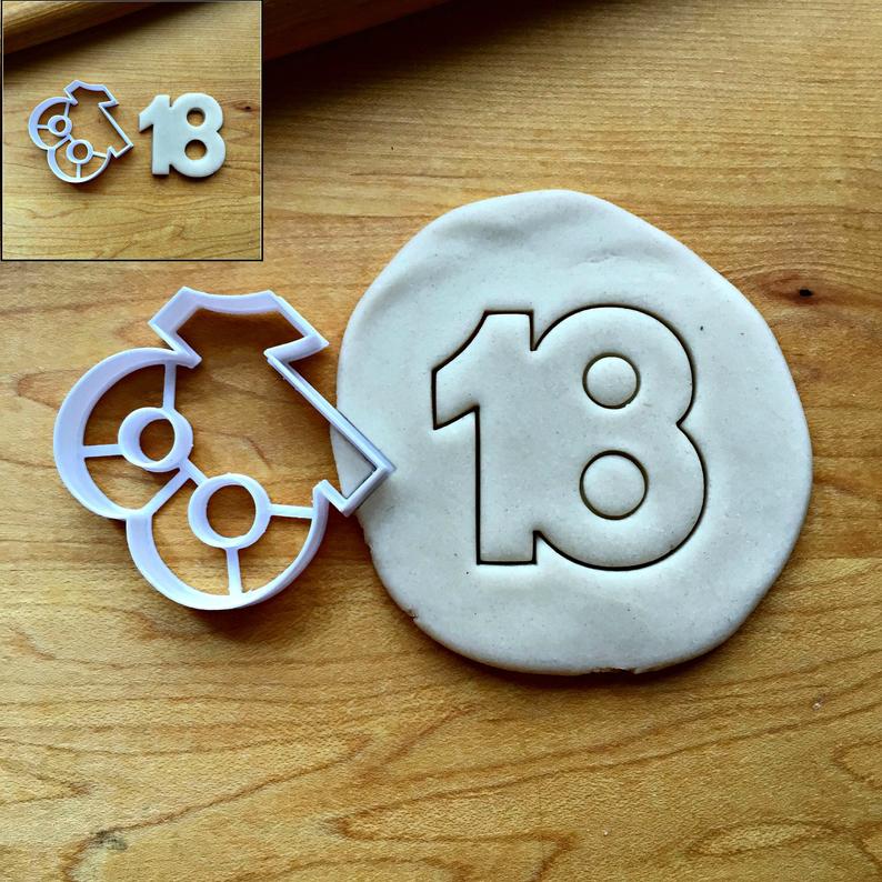 Number 18 Cookie Cutter/Creates Center Cut-Out/Dishwasher Safe