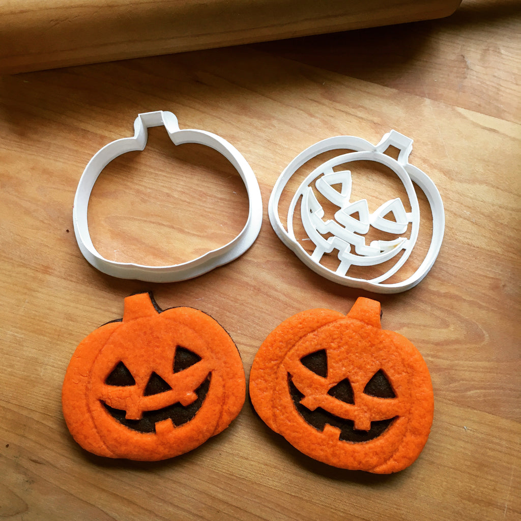 Set of 2 Jack-O-Lantern Cookie Cutters/Creates a Cut-Through/Dishwasher Safe