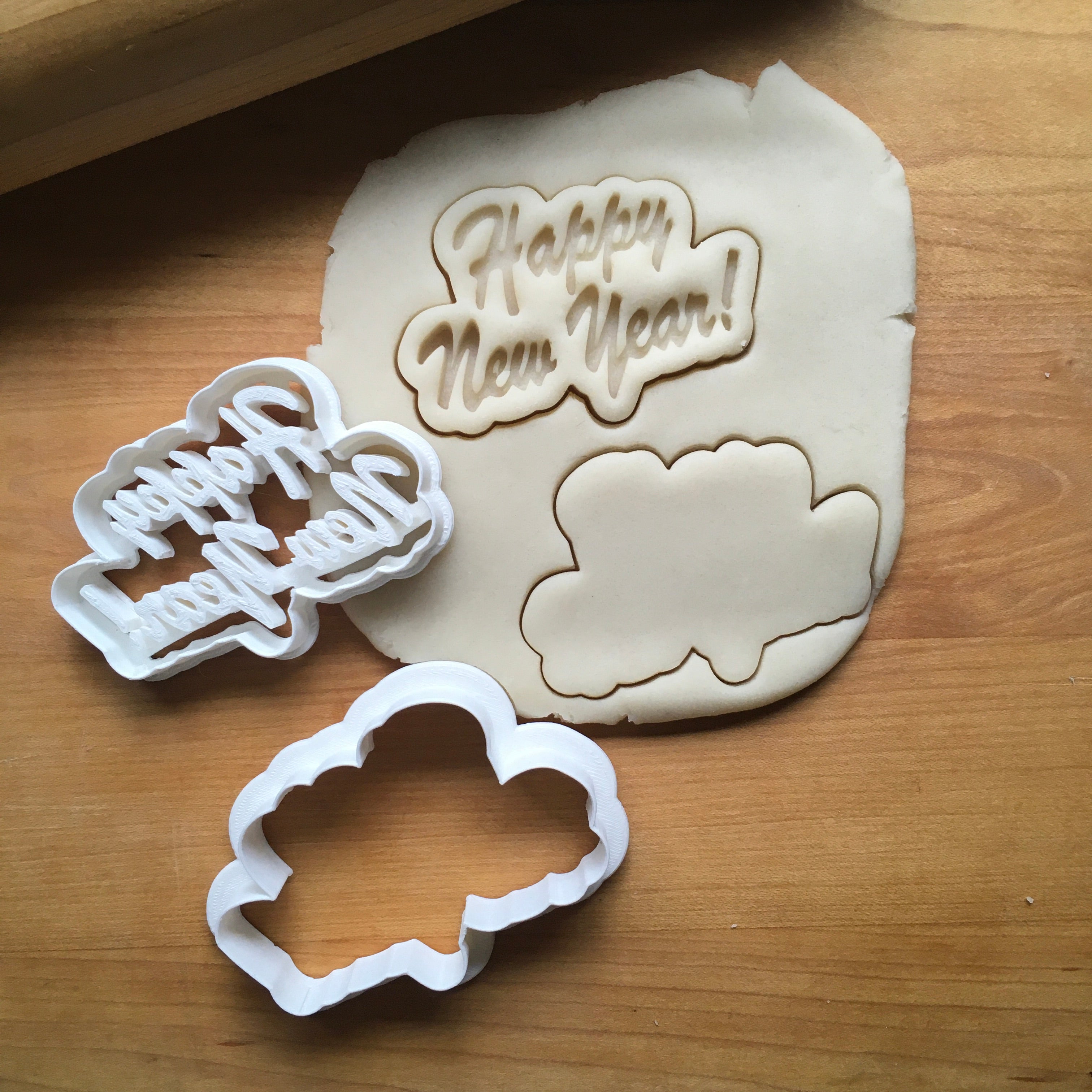 Set of 2 Happy New Year Plaque Cookie Cutters/Dishwasher Safe