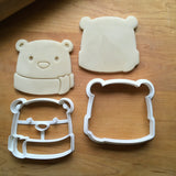 Set of 2 Cute Bear Head with Scarf Cookie Cutters/Dishwasher Safe