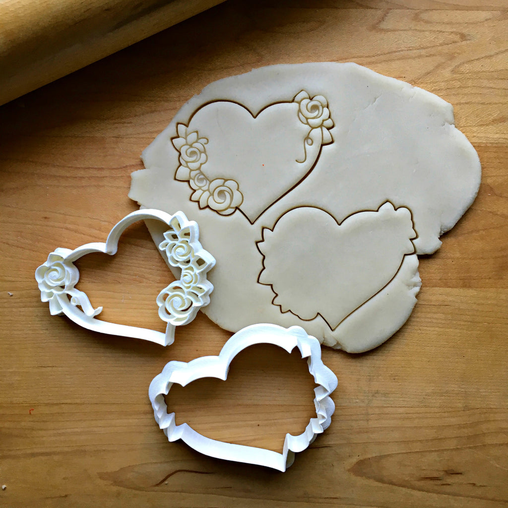 Set of 2 Floral Heart Cookie Cutters/Dishwasher Safe