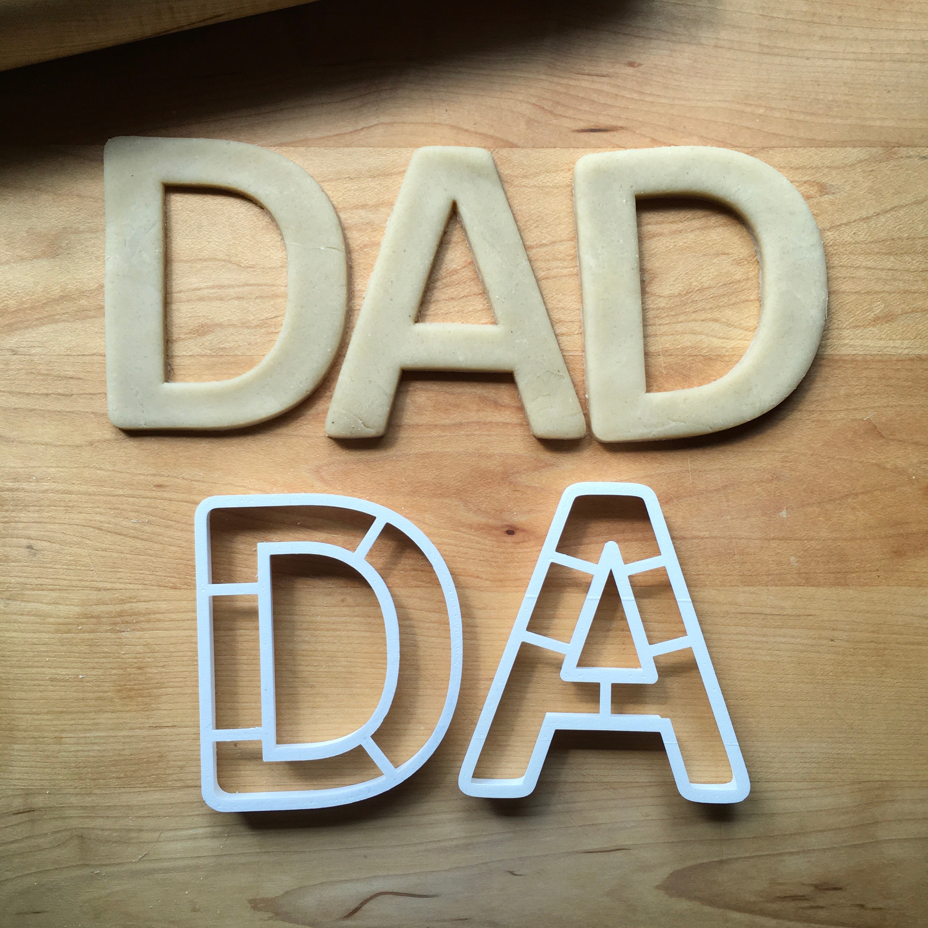 Set of 2 Letter D and A/DAD Cookie Cutters/Dishwasher Safe
