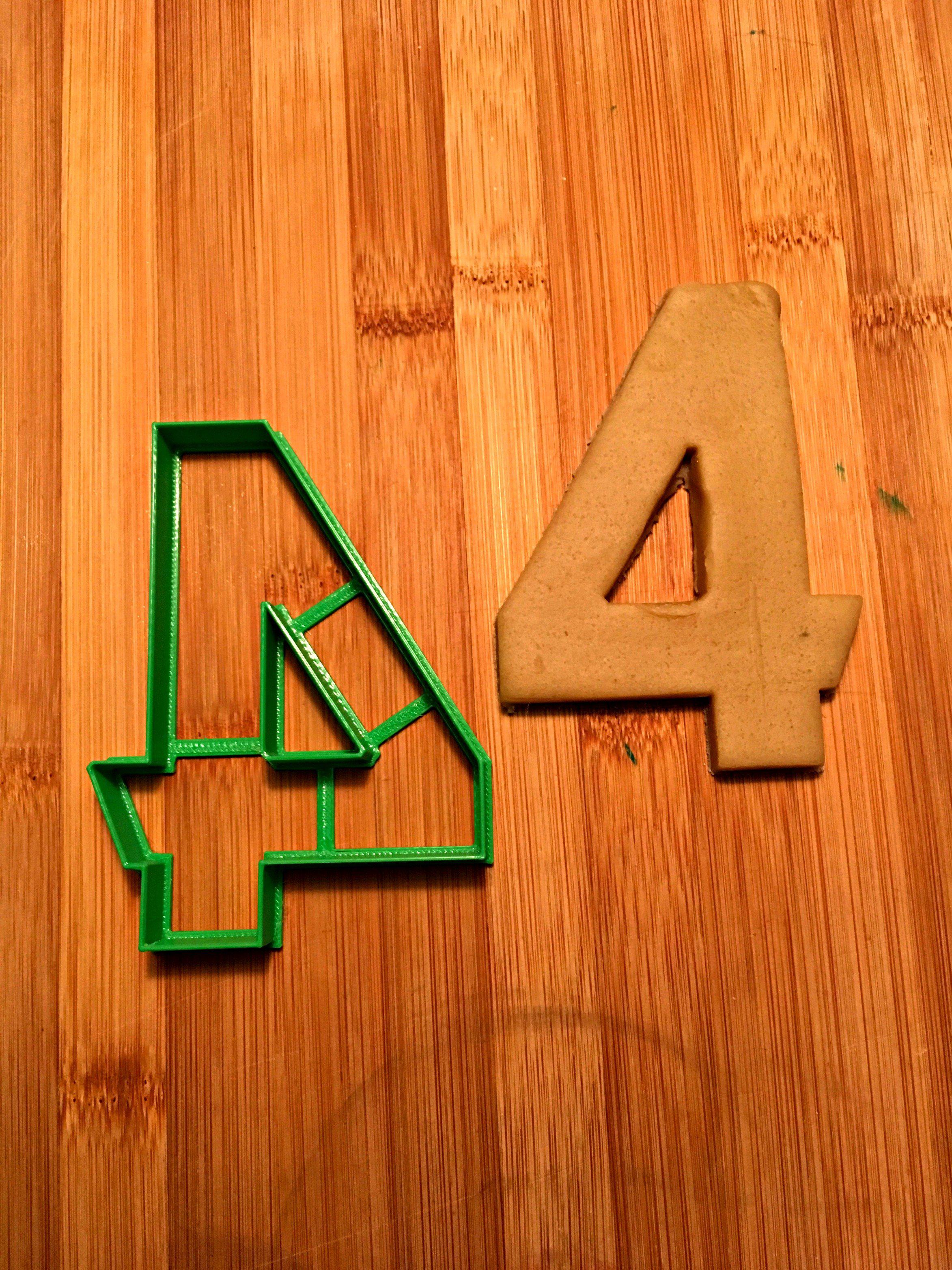 Number 4 Cookie Cutter/Creates a Cut-Out of the Center/Dishwasher Safe