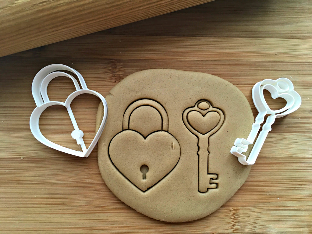 Set of 2 Heart Lock and Key Cookie Cutters/Dishwasher Safe