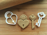 Set of 2 Heart Lock and Key Cookie Cutters/Dishwasher Safe